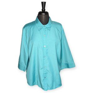 Blair Teal 3/4 Sleeve Button Front Top Size XL